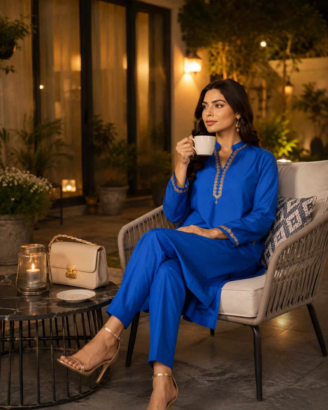 Azure Blue Embroidered Co-Ord Set.  Minimal Elegance | Premium Cotton | Everyday Luxury