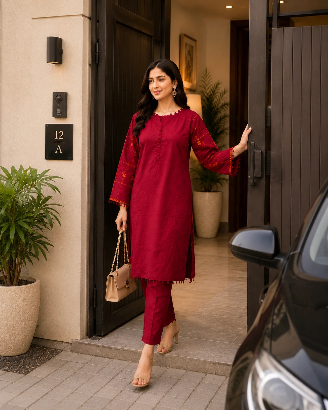 Maroon Embroidered Summer Collection 2-Piece | Luxury Pret