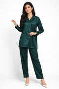 Emerald Green Satin Lounge Wear Co-Ord Set