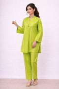 Lime Dew Embroidered cotton Co-Ord Set