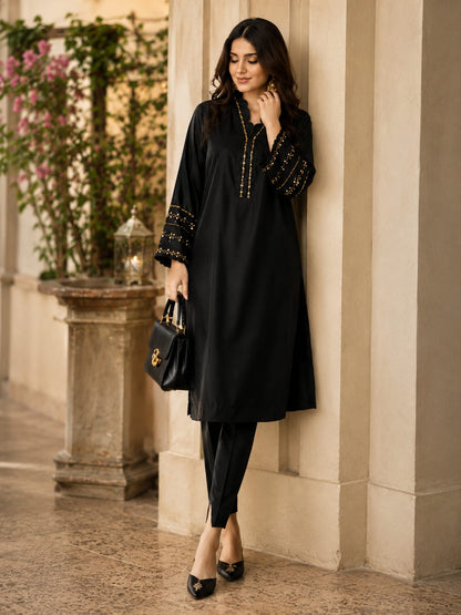 Noir Grace | Premium Black Embellished Co-Ord Set